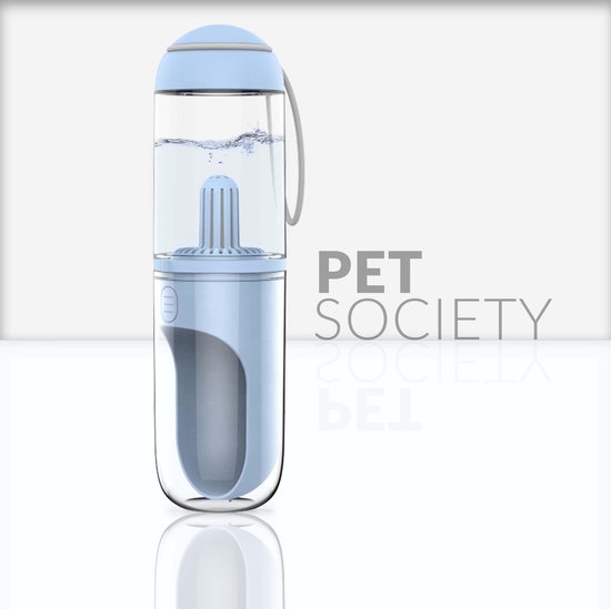 PetSociety.nl Drinkfles voor Honden met Filter - 330 ML - BPA vrij - Blauw - 100% Lekvrij - Waterfles voor Volwassen Honden en Puppy's - Wandelen - Voor Onderweg - Hondencadeau