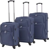 3-delige trolleyset softcase marineblauw