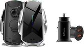 DrPhone Smart Sensor V10 - Qi Draadloze Autolader – Auto oplader – Autohouder - Infrarood Ventilatierooster - Draadloos – Geschikt voor o.a. iPhone / Samsung - Zilver-
