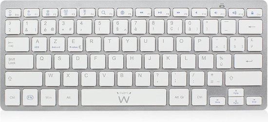 Ewent EW3168 clavier pour tablette Argent, Blanc Bluetooth AZERTY