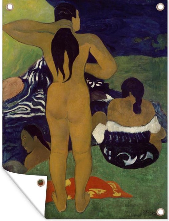 Tuinposter - Tuindoek - Tuinposters buiten - Tahitian women bathing - Paul Gauguin - 90x120 cm - Tuin