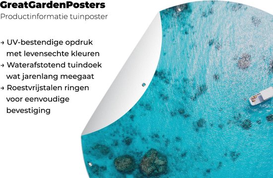 Garden Circle Ocean - Bateau - Soleil - 120x120 cm - Affiche de Jardin Ronde - Extérieur - XXL