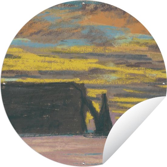 Tuincirkel Aiguille en Porte d'Aval zonsondergang - Claude Monet - 150x150 cm - Ronde Tuinposter - Buiten