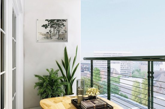 Décoration de Jardin Portail de sanctuaire - Kono Bairei - 40x30 cm - Toile de jardin