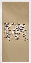 Deursticker Wereldkaart - Dieren - Bruin - 80x215 cm - Deurposter
