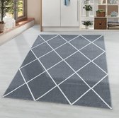 Grijs Tapijt Laagpolig Vloerkleed - 80x150cm- Modern - Woonkamer - Salon - Slaapkamer - Eetkamer