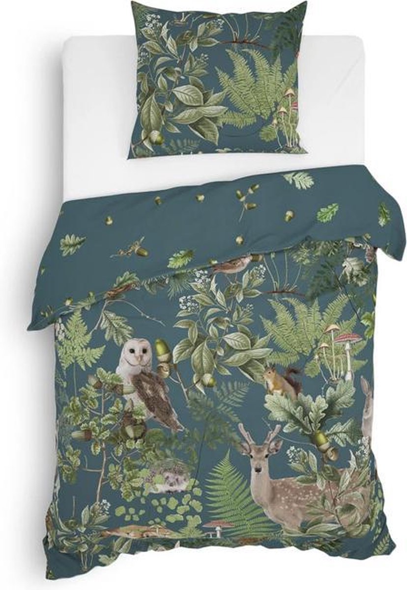 Heckettlane Heckett & Lane Quinten Dekbedovertrek - Eenpersoons - 140x200/220 cm - Dark Green