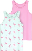 NAME IT NMFTANK TOP 2P GLACIER FLAMINGO Meisjes Onderhemd - Maat 98