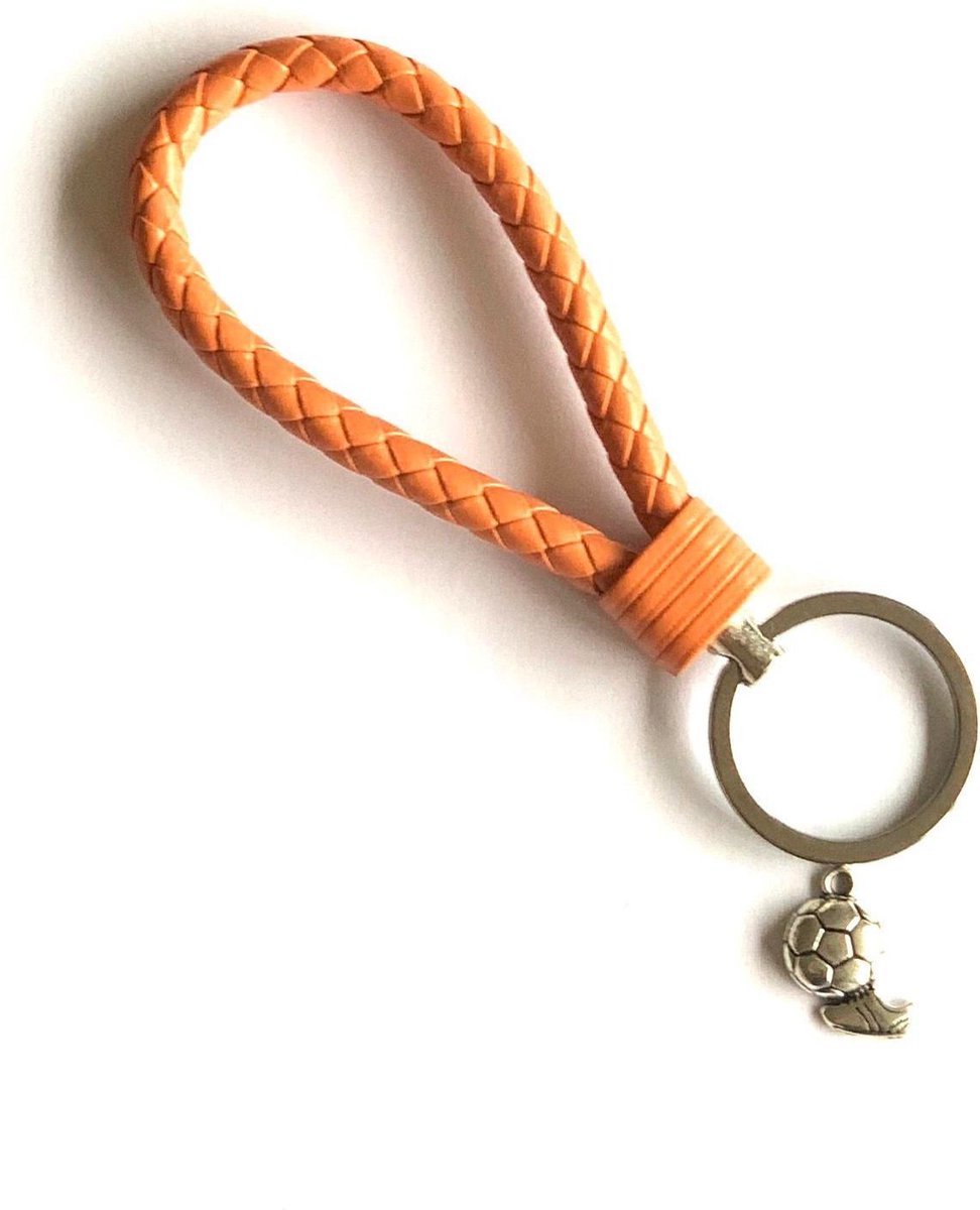 Sleutelhanger - Oranje - Voetbal - Soccer - Bal - Voetbalschoen - Sport - Hanger - Leer - Kleur - Sportsieraad - Sieraad - Sportsieraden - Sieraden - Team - Teamkado