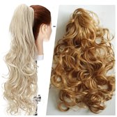 Paardenstaart hairextensions Goud Blond Koper Mix 60 CM Klem Vlinderklem haarstuk Clip in