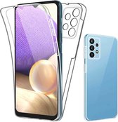 Hoesje Geschikt Voor Samsung Galaxy A32 Hoesje Geschikt Voor Samsung Galaxy A32 4G Screenprotector - Hoesje Geschikt Voor Samsung Galaxy A32 Transparant 360 Case ( Voor en Achter) + Screen Protector Siliconen