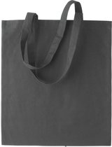 2x stuks basic katoenen schoudertasje in het donkergrijs 38 x 42 cm met lange hengsels - Boodschappentassen - Goodie bags