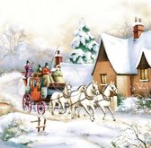 Daisy - servetten - 33 x 33  - lunchservetten - Winter carriage Ride