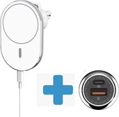 MagSafe iPhone 12 & 13 Autohouder met Draadloze Oplader (15W Snellader) - Met Quick Charge 3.0 Adapter - Apple Telefoonhouder & Autolader Fast Charge