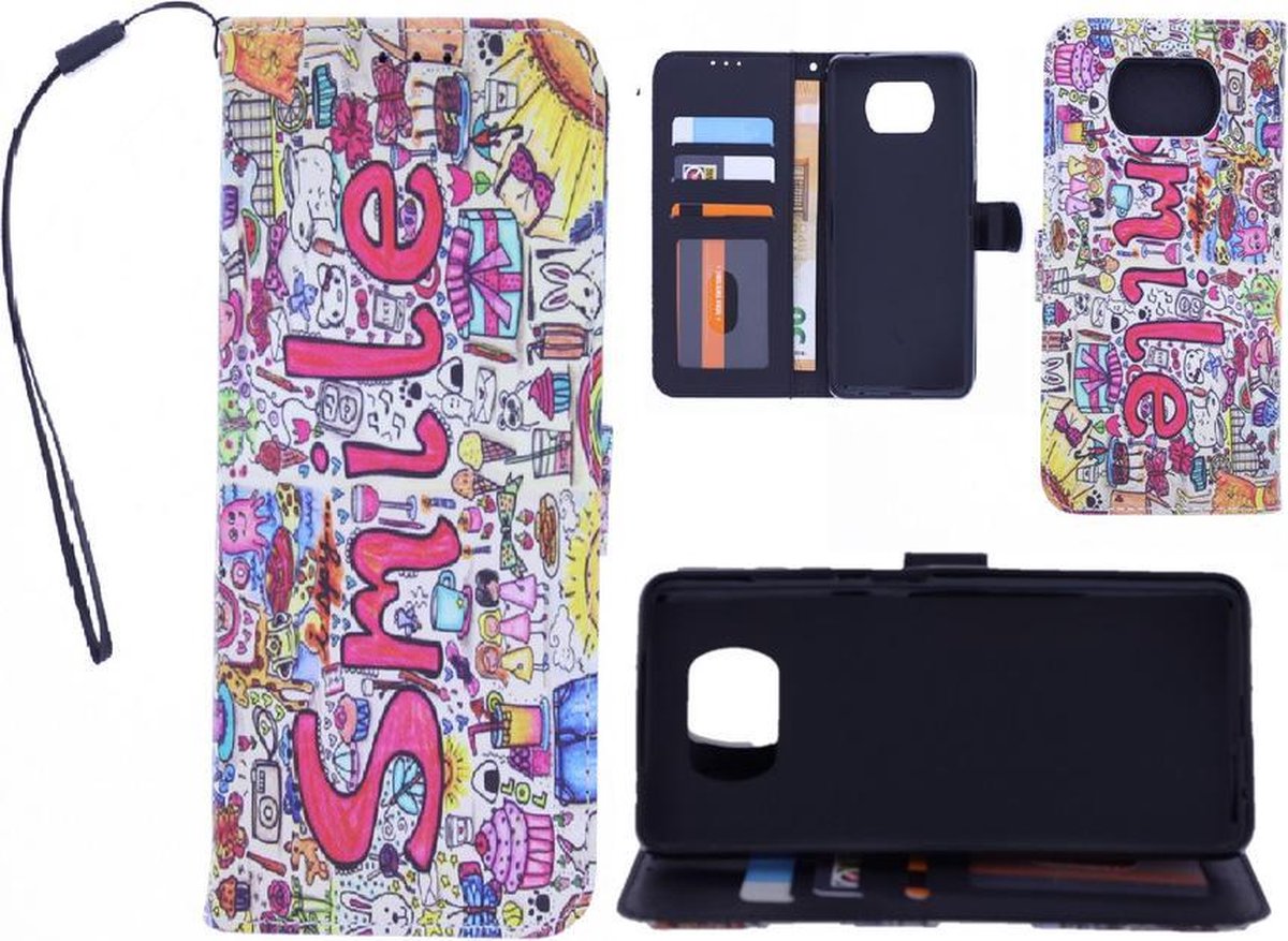 Bookcase Geschikt voor: Motorola G9 hoesje met print - Smile Graffiti
