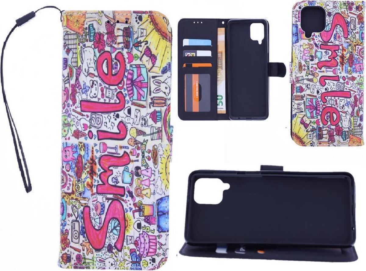 Samsung Galaxy A22 4G Bookcase hoesje met print - Smile Graffiti