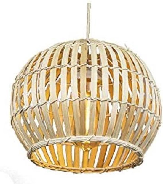 NUOPIN Luminaire en bambou Rotin Pendentif Lampe Bar Rétro Décoration Restaurant