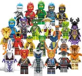 Ninja Minifigures - Masters of Spinjitzu - 24 pack The Legacy, Ultra Violet, Nya Samurai X, Legacy Overlord, Pyro Destroyer etc.