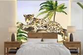 Behang - Fotobehang Luipaard - Jungle - Boom - Breedte 260 cm x hoogte 260 cm
