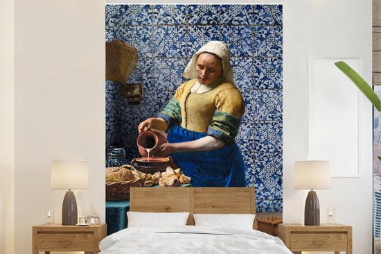 Nuchter herinneringen wees stil Behang - Fotobehang Melkmeisje - Delfts Blauw - Vermeer - Schilderij - Oude  meesters -... | bol.com