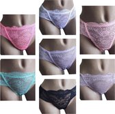 Dames string 7 pack met kant in 7 kleuren XL 38-40