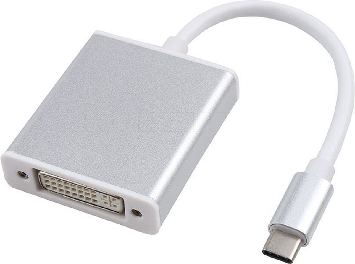 USB-C naar DVI I Adapter Display - Premium Converter - Laptop / All in One PC / Beamer - Type C DVI - Zilver voor Devices met USB-C Display