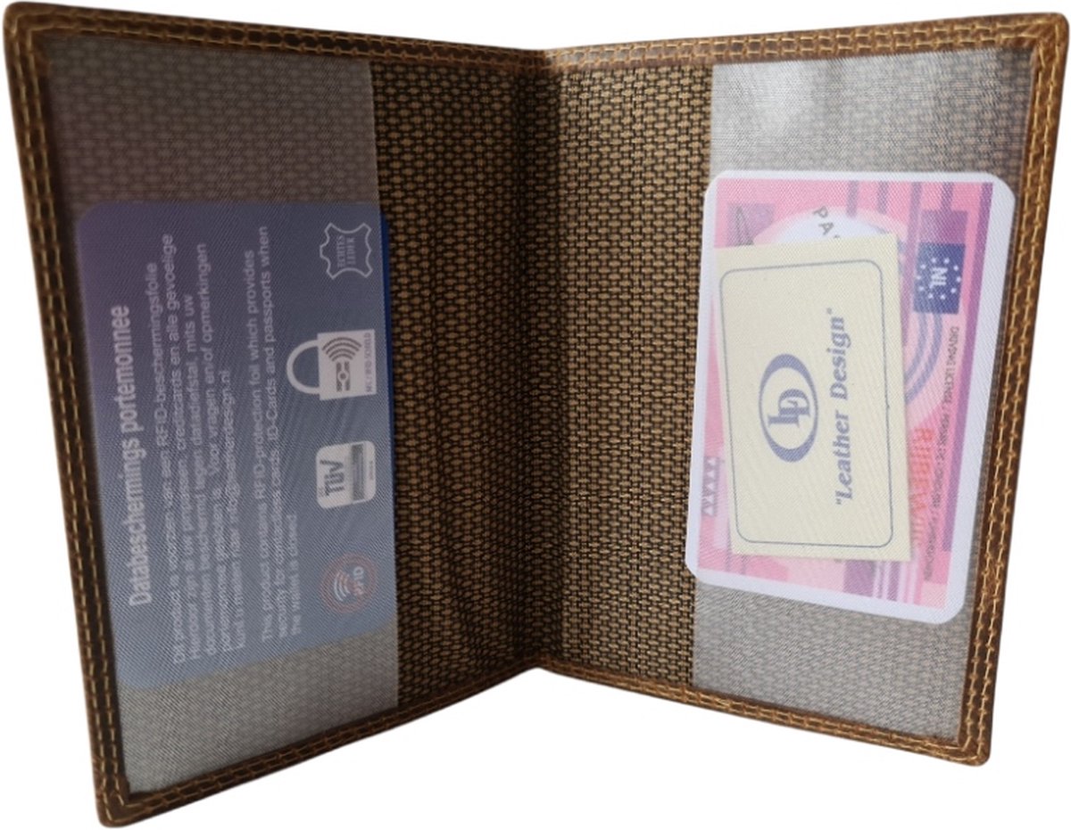 Leather Design - Paspoort Mapje - Documenten - Creditcard - Hunter