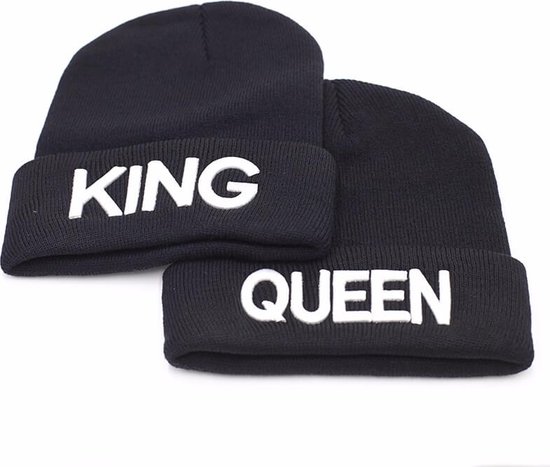 Winkrs | Beanie set "King & Queen" Zilver | Mutsen | Hoofddeksel | One Size