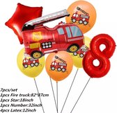 Brandweerwagen Folie ballonen set 7 delig brandweerwagen Nummer 8