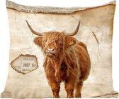 Sierkussens - Kussentjes Woonkamer - 45x45 cm - Schotse hooglander - Vintage - Koe