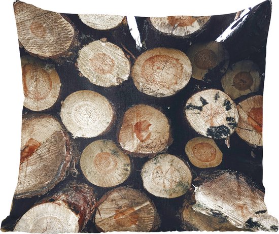 Sierkussens - Kussentjes Woonkamer - 60x60 cm - Winter - Hout - Haard - Kerstversiering - Kerstdecoratie voor binnen - Woonkamer