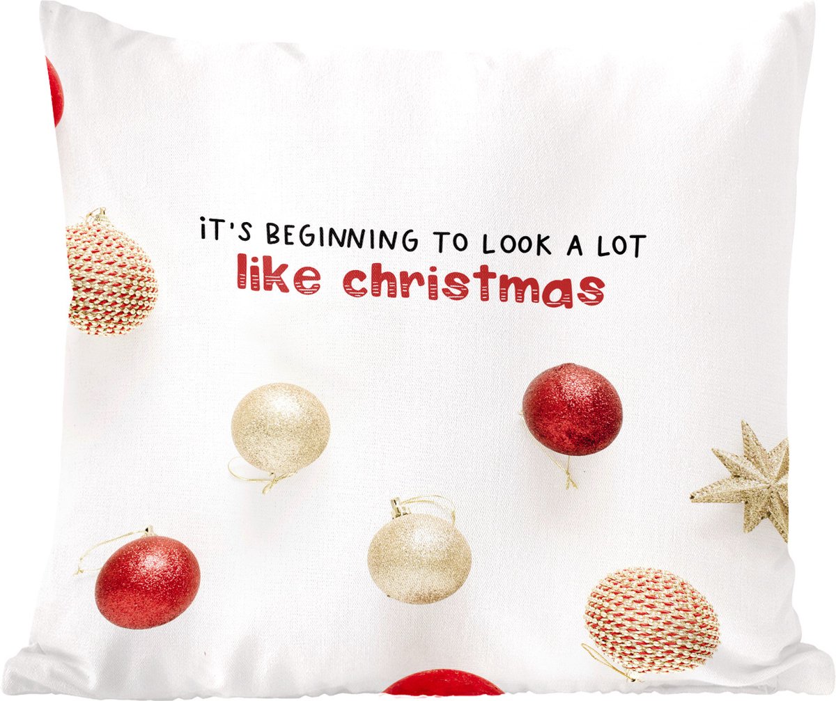 Sierkussens - Kussentjes Woonkamer - 60x60 cm - Kerst - Quote - Kerstballen - Kerstversiering - Kerstdecoratie voor binnen - Woonkamer