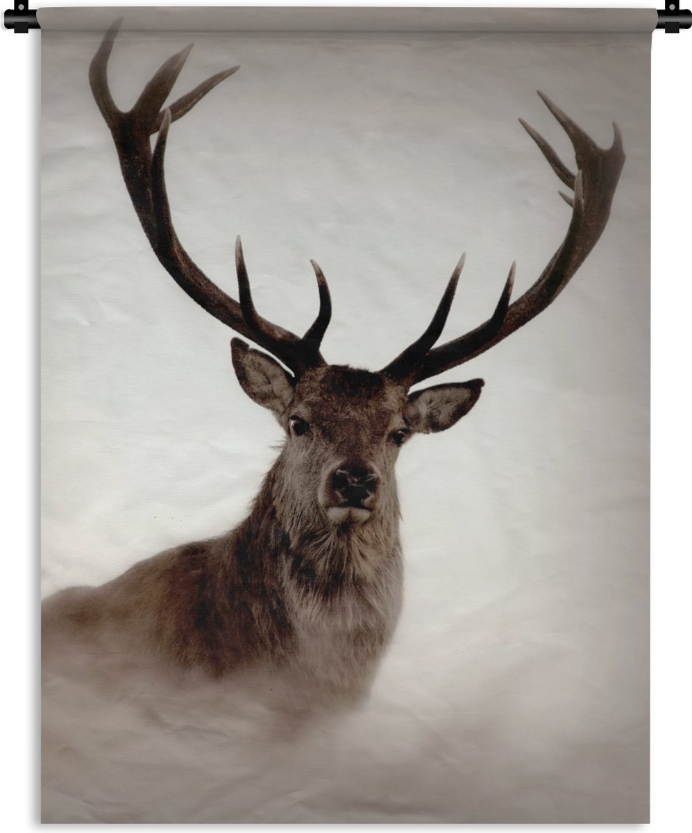 Wandkleed - Wanddoek - Hert - Gewei - Dieren - 120x160 cm - Wandtapijt