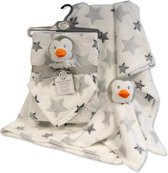 Snuggle Baby - Fleece Winter Dekentje & Pinguin Knuffeldoek - 75x100 cm