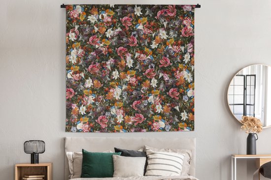 Tapisserie - Fleurs - Arc-en-ciel - Art - Maîtres anciens - Tapisserie - Tapisserie - Katoen - Décoration de la maison - 180x180 cm - Chambre à coucher - Tissu mural - Tapisserie murale - Décoration murale - Tapisseries