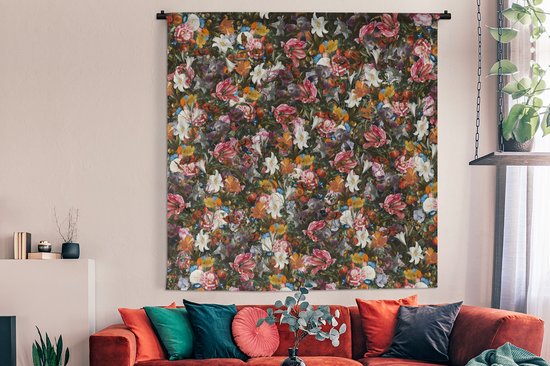 Tapisserie - Fleurs - Arc-en-ciel - Art - Maîtres anciens - Tapisserie - Tapisserie - Katoen - Décoration de la maison - 180x180 cm - Chambre à coucher - Tissu mural - Tapisserie murale - Décoration murale - Tapisseries