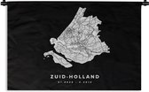 Wandkleed - Wanddoek - Zuid-Holland - Nederland - Kaart - 60x40 cm - Wandtapijt