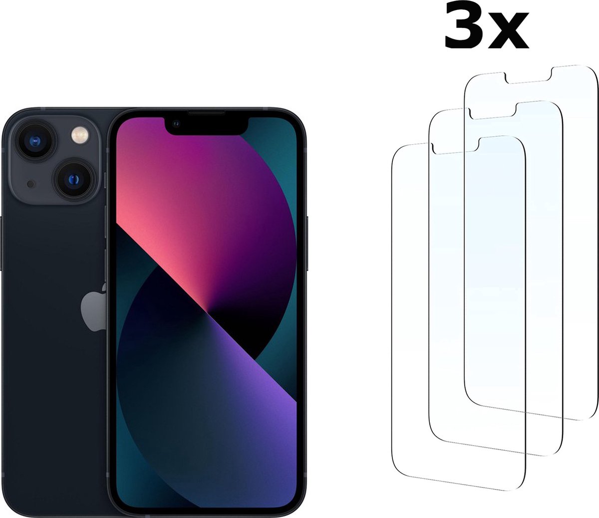 BixB iPhone 13 Screenprotector gehard glas - tempered glass Apple iPhone 13 - 3 stuks