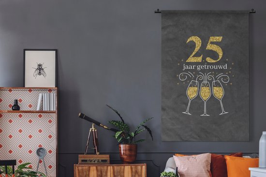 Tapisserie - Tapisserie - Marié 25 ans - Mariage - Citations - Proverbes - 120x180 cm - Tapisserie