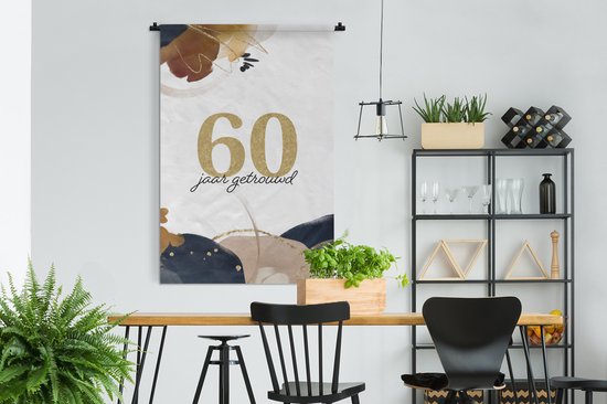 Tapisserie - Tissu mural - Mariage - Citations - 60 ans mariés - Proverbes - 120x180 cm - Tapisserie