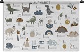 Wandkleed - Wanddoek - Kinderkamer - Letters - Dinosaurus - Jongens - Meisjes - Kinderen - 120x80 cm - Wandtapijt