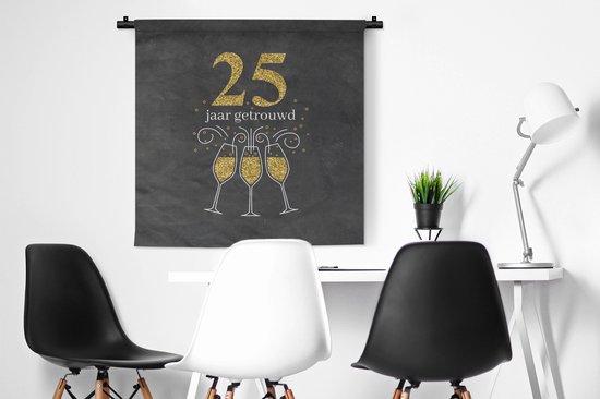 Tapisserie - Tissu mural - Mariage - 25 ans mariés - Citation - 90x90 cm - Tapisserie