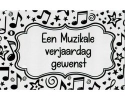 Van harte gefeliciteerd! Een muzikale verjaardag gewenst! Een mooie kaart met muzieknoten. Een dubbele wenskaart inclusief envelop en in folie verpakt.