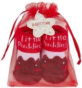 Baby Kerst Sokjes - Organza Gift Bag - Pudding - Mt 68