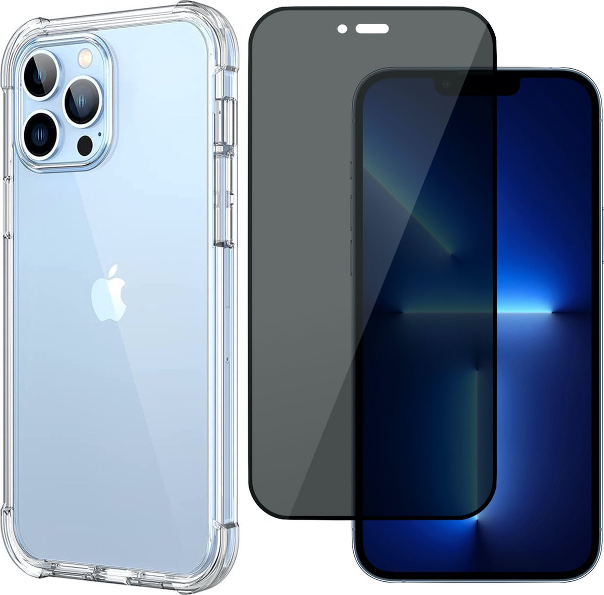 Hoesje geschikt voor Apple iPhone 13 Pro Max + Screenprotector - Shock Proof Hoesje Case met Versterkte rand