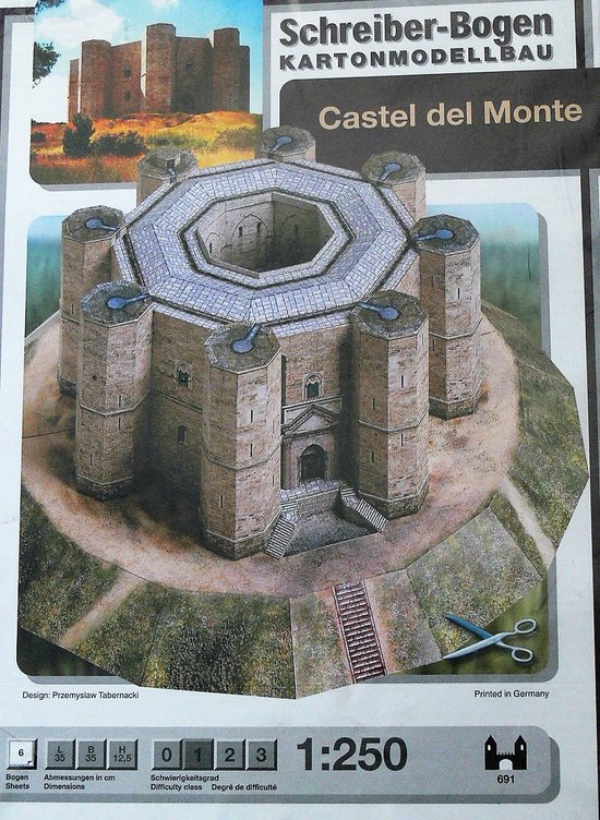 bouwplaat, modelbouw in karton, Castel del Monte, schaal 1/250