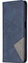 Realme 8 5G Hoesje - Mobigear - Rhombus Slim Serie - Kunstlederen Bookcase - Blauw - Hoesje Geschikt Voor Realme 8 5G