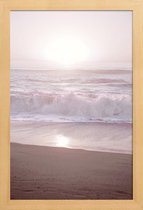 JUNIQE - Poster met houten lijst Sunset Halfmoon Bay -13x18 /Roze