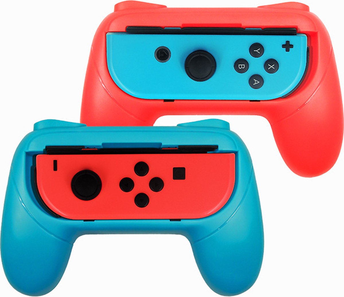 YONO Controller Grip geschikt voor Nintendo Switch - Gamepad Houder Hoesje - 2 Stuks - Rood Blauw