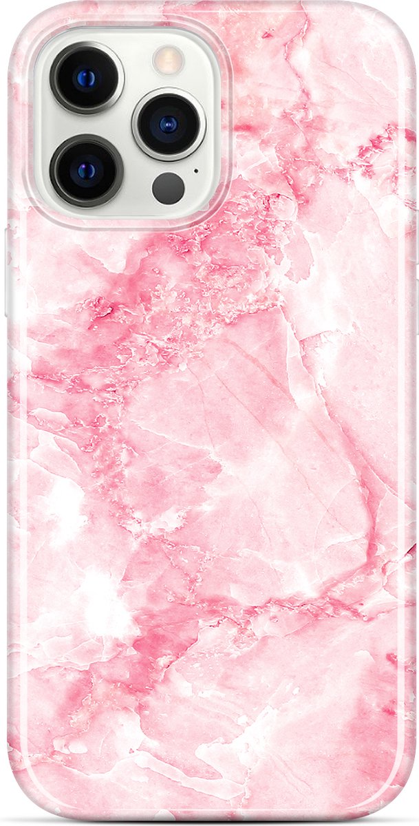 YONO Hoesje Marmer geschikt voor iPhone 13 Pro - Shock Proof Case - Roze